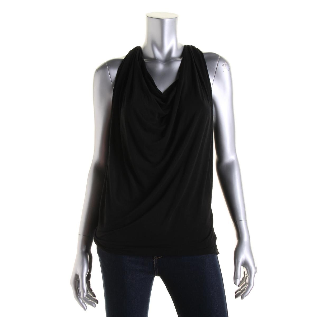 Michael Stars 3267 Womens Black Sleevless Draped Jersey Top Shirt O/S BHFO