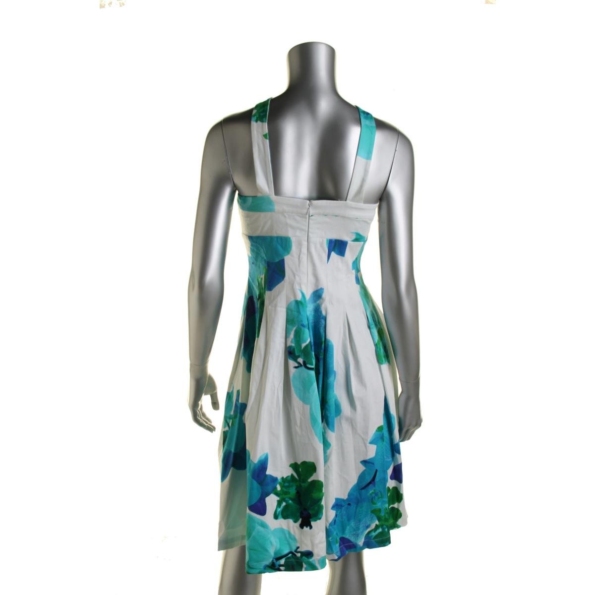 Calvin Klein 7157 Womens Blue Floral Print Pleated Surplice Sundress 6 BHFO