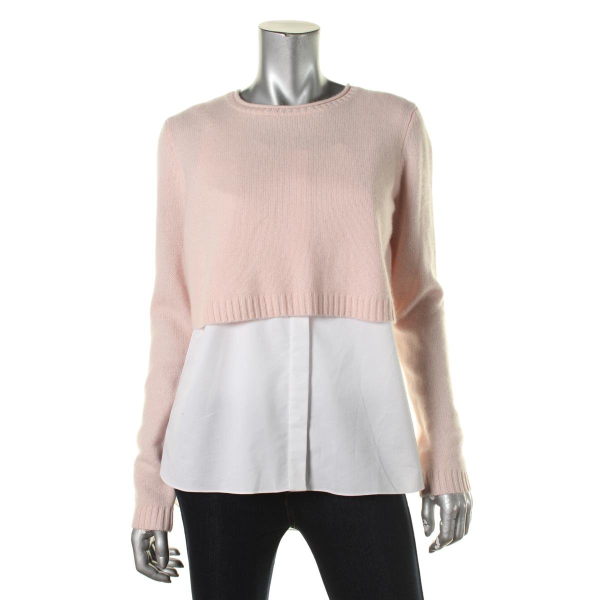Elie Tahari 0024 Womens Lacy Pink Cashmere 2PC Crop Sweater Top S BHFO