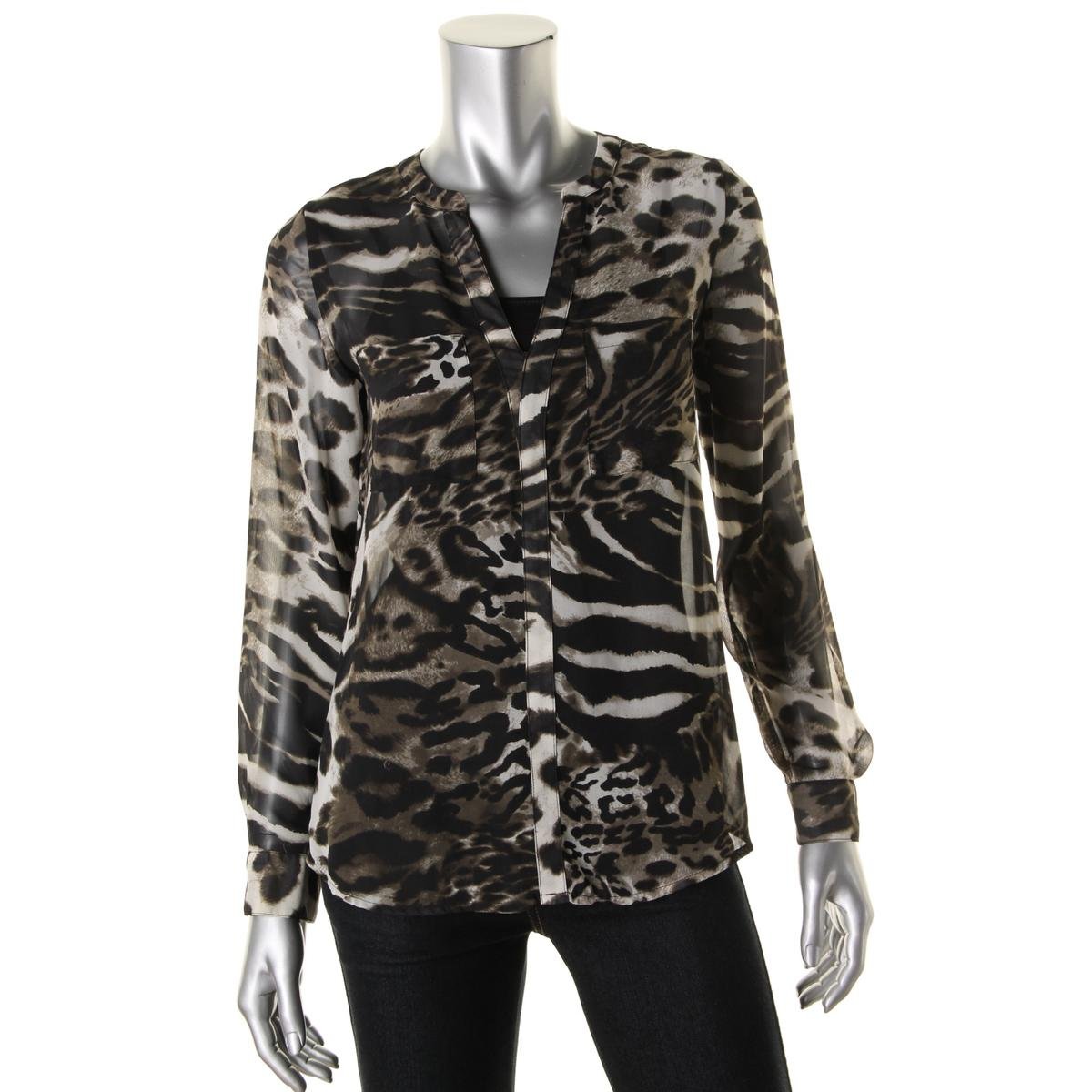 chiffon animal print shirt