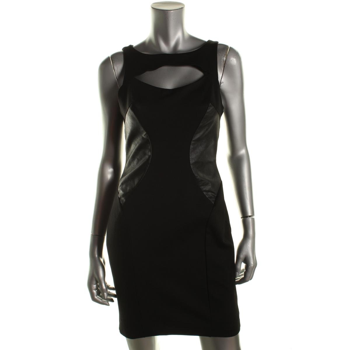 Wyatt 7567 Womens Black Faux Leather Cut-Out Party Cocktail Dress XS BHFO