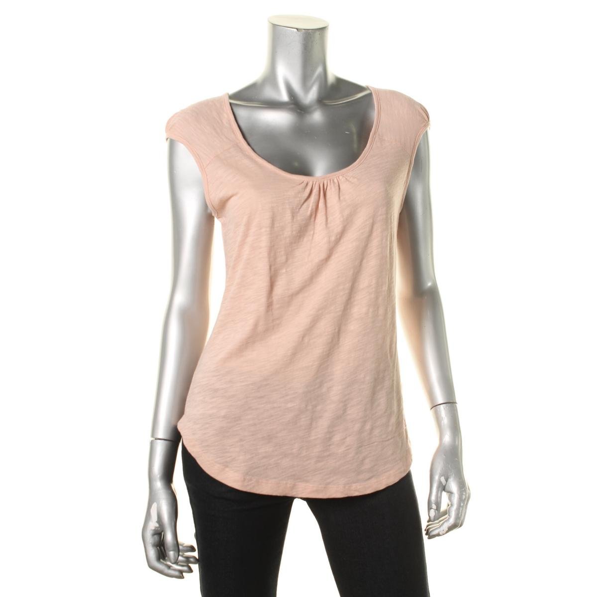 Maison Jules 3507 Womens Cotton Heathered Cap Sleeves Casual Top Shirt BHFO