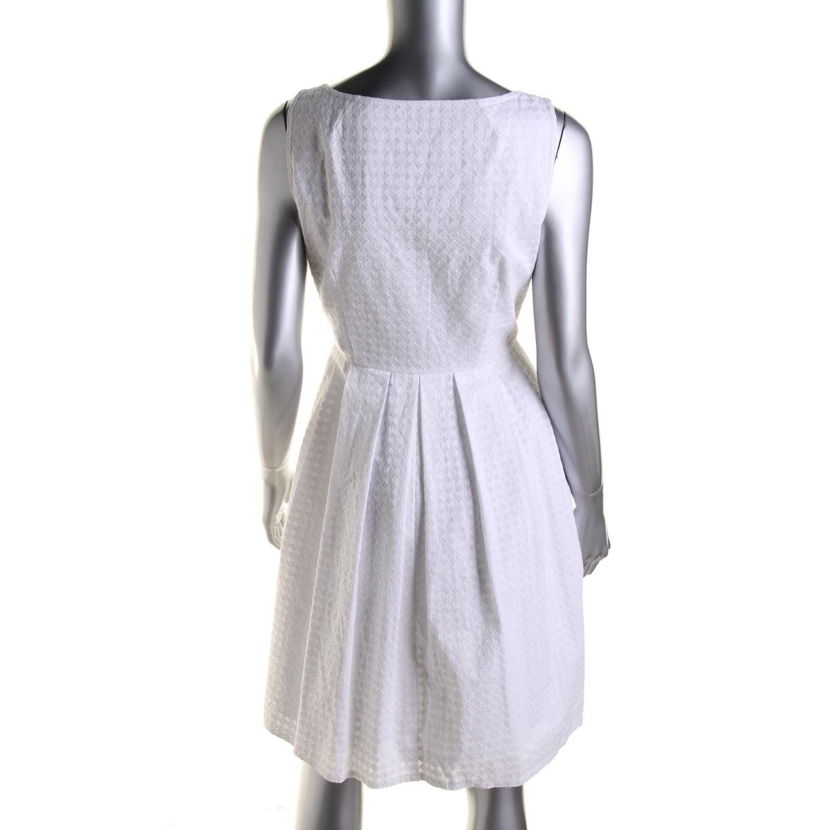 Calvin Klein 5918 Womens White Cotton Embroidered Party Cocktail Dress ...