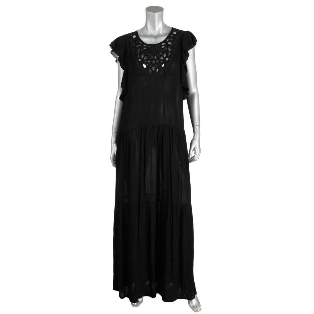 BCBG Max Azria 7119 Womens Lyndsy Black Maxi Cut Out Casual Dress L BHFO