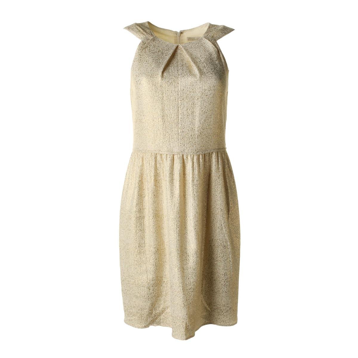 Shoshanna 2591 Womens Gold Metallic Sleeveless Party Cocktail Dress 12 BHFO