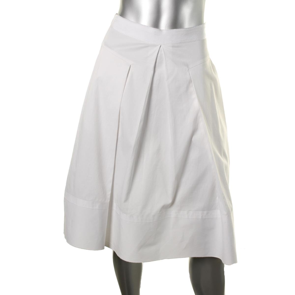Rebecca Taylor 0399 Womens White Poplin Pleated A-Line Skirt 4 BHFO