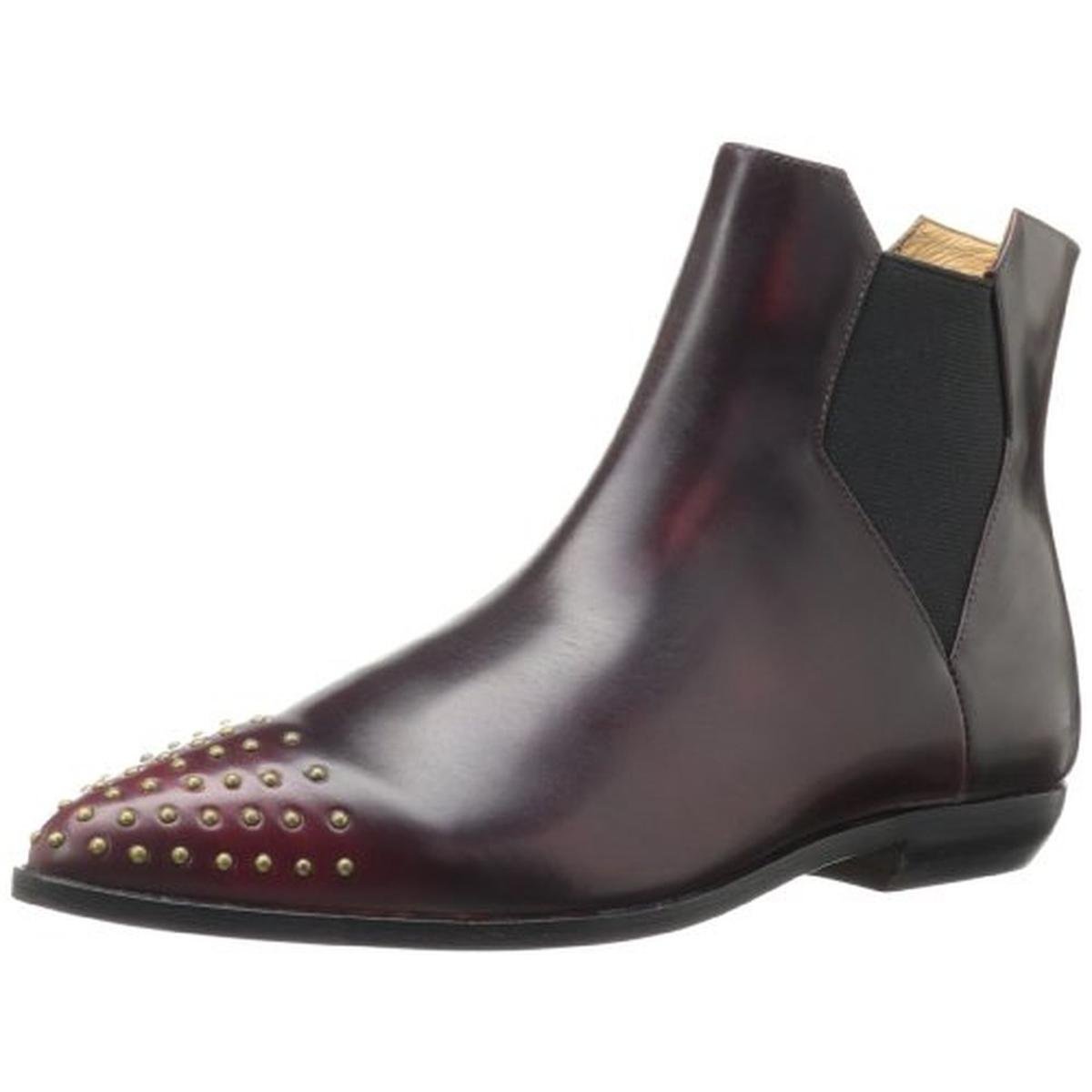 FIEL 6239 Womens Red Leather Pointed Toe Studded Ankle Boots Shoes 7 BHFO