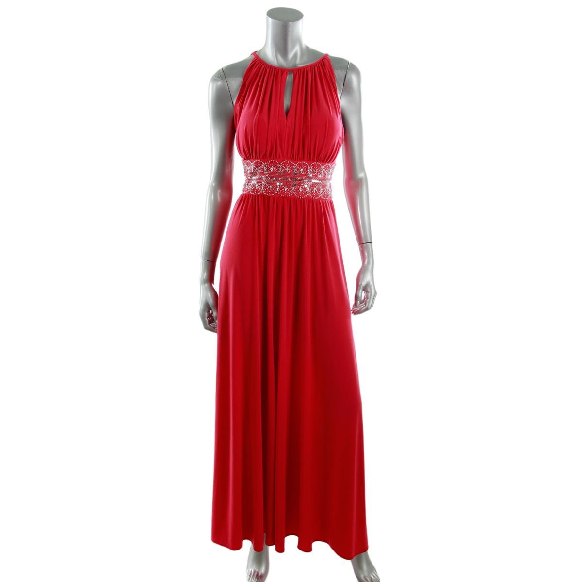 R & M Richards 1887 Womens Pink Embellished Prom Halter Evening Dress ...