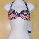 CATALINA WOMENS SMALL BANDEAU BIKINI TOP STARS & STRIPES NEW NICE
