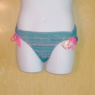 OP WOMENS XL CROCHET BIKINI BOTTOMS TEAL/PINK NEW NICE