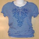FADED GLORY WOMENS SMALL BLUE/WHITE TOP ELASTIC BOTTOM NEW NICE