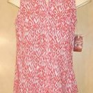 FADED GLORY WOMENS SMALL ORANGE/WHITE SLEEVELESS BUTTON DOWN SHIRT NEW NICE