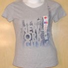HANES WOMENS MED SCOOP NECK GRAY EMBELLISHED NEW YORK CITY TOP NICE