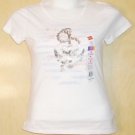 HANES SM  SCOOP NECK WHITE BOAT ANCHOR EMBELLISHED TOP NEW NICE
