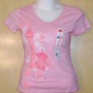 HANES WOMENS SMALL V NECK PINK EMBELLISHED GLITTER LIGHTHOUSE TOP NEW NICE