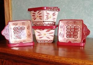 TEMP-TATIONS PRESENTABLE OVENWARE SET- 8 OLD WORLD CRANBERRY RAMEKIN BAKERS NICE