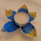 Glitter Flower Tealight - Blue & Gold
