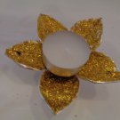Glitter Flower Tealight - Gold