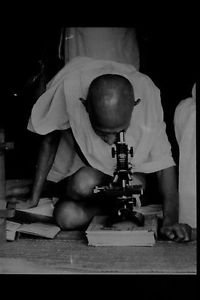 Mahatma Gandhi Looking In A Microscope X Photo