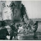 World War II. Wading ashore from the landing craft in Sicily - 8x10 photo