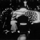 John F. Kennedy coffin covered with us flag. - 8x10 photo