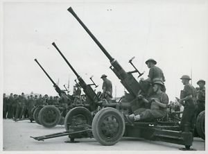 World War II. British anti-aircraft guns ready for action - 8x10 photo