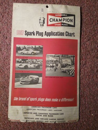 Vintage 1967 Champion Spark Plug Chart  070716228