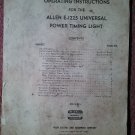 Operating Instructions for the ALLEB E-1225 Universal Timing Light 070716274