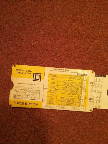 Vintage 1968 Silde Rule Motor Data Calculator Square D Company 070716534