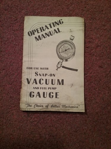 Vintage Operating Manual Snap-on Vacuum Gauge  070716488