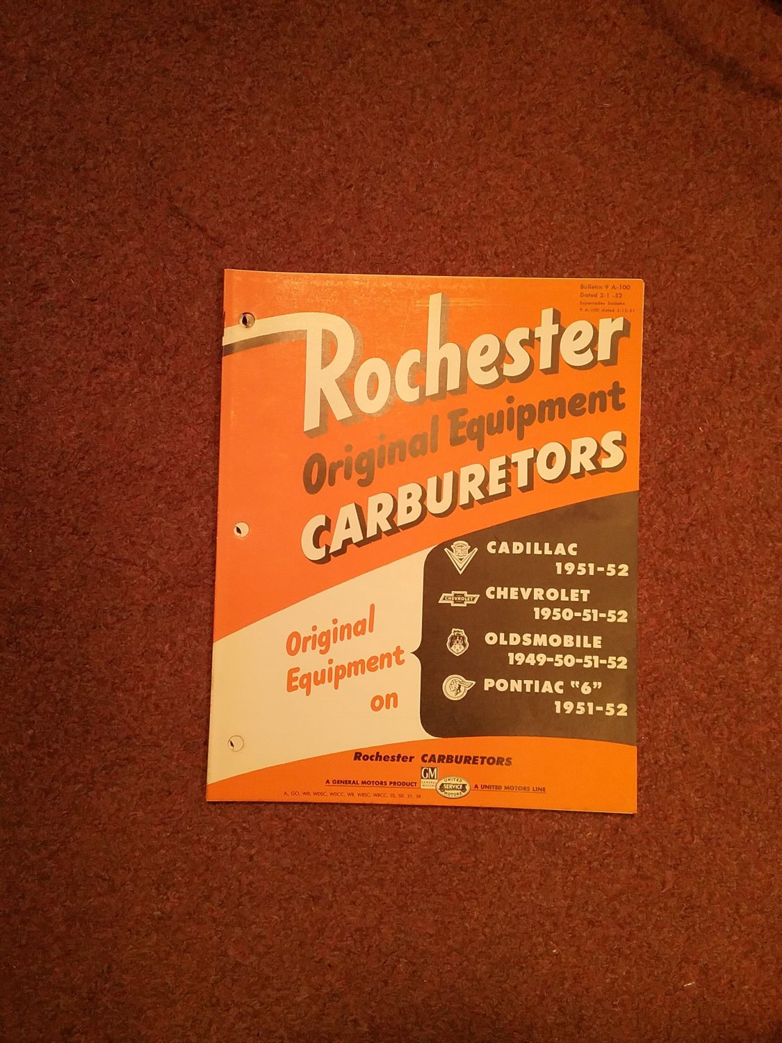 1952 Rochester Carburetors Parts Catalog with Bulletins 070716600