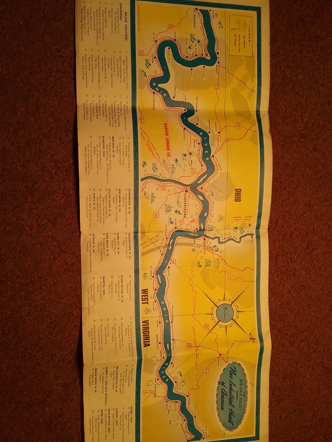 1959 Map, Badger Lumber, Parkersburg, WV, Vienna, WV, Belpre, OH 070716566