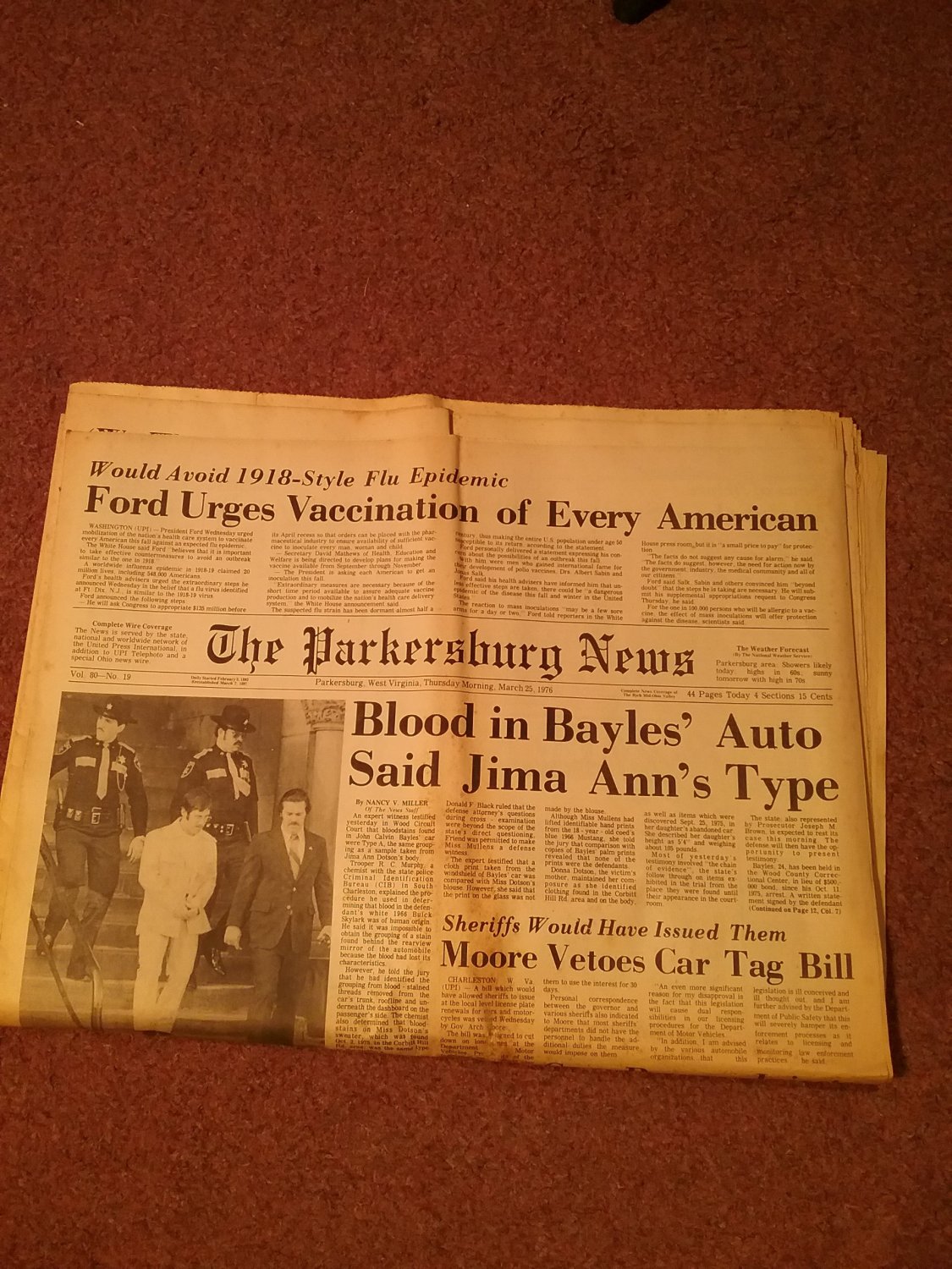 1976 The Parkersburg News, West Virginia Complete Morning 32576
