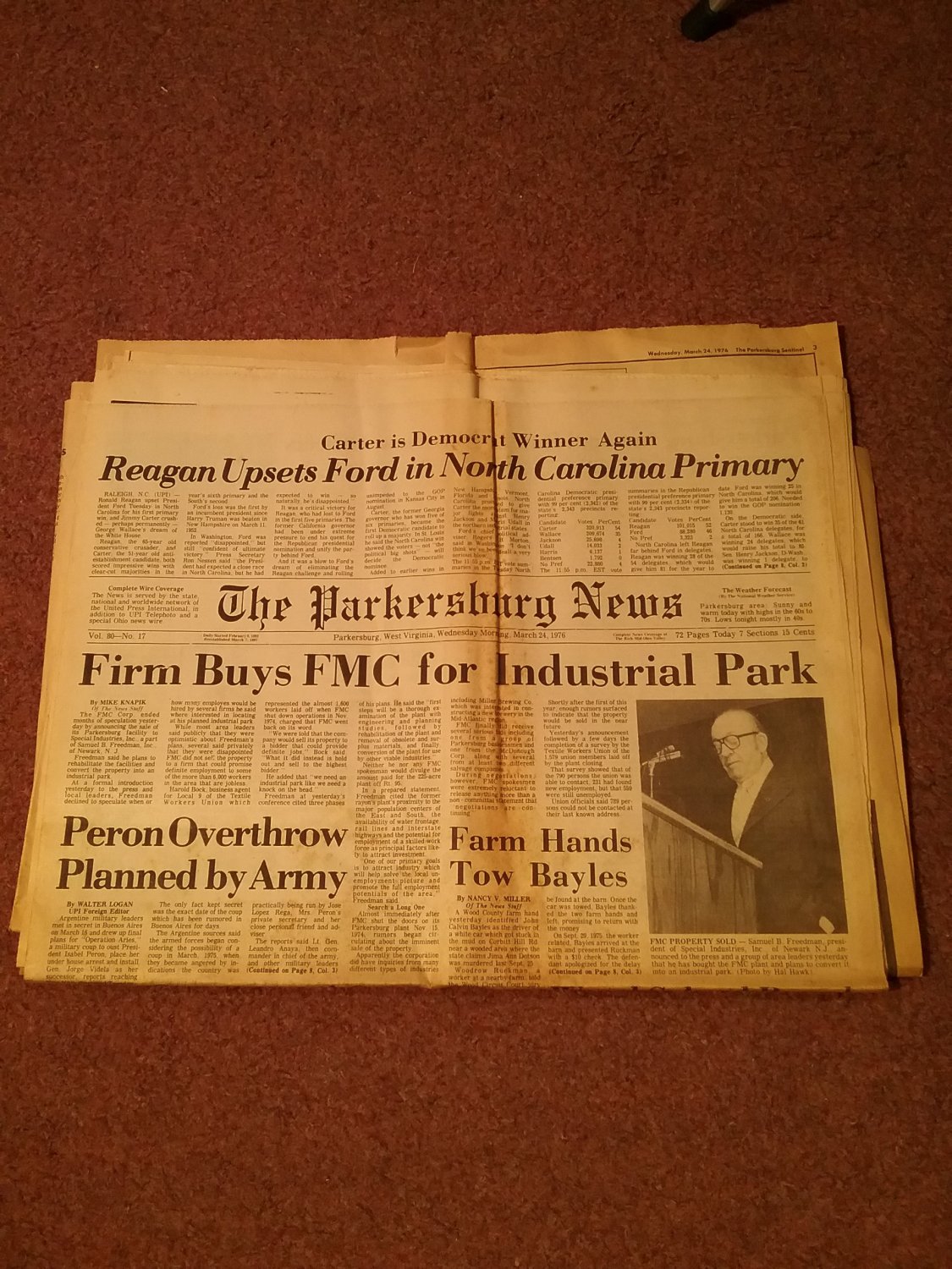 1976 The Parkersburg News, West Virginia Complete Morning 32476