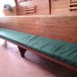 3 12' Vintage Church Pews, Wooden, Green Upholstery, Pocket Crosby Lumber Co.