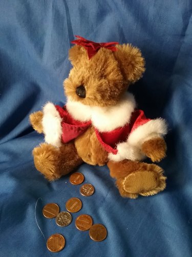 Dandee Small Christmas Bear, Red Jacket Darling Perfect for Smaller Kids Sitting