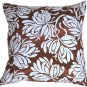 Pillow Decor - Bold Blue Flowers on Chocolate Accent Pillow