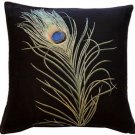 Pillow Decor - Peacock Feather 19x19 Throw Pillow  - SKU: AB1-8851-01-20
