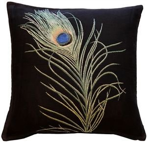 Pillow Decor - Peacock Feather 19x19 Throw Pillow  - SKU: AB1-8851-01-20