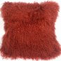 PIllow Decor - Genuine Mongolian Tibetan Sheepskin Lamb Wool Red Throw Pillow