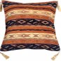 Pillow Decor - Kilim Stripes Blue and Orange 17x17 Throw Pillow