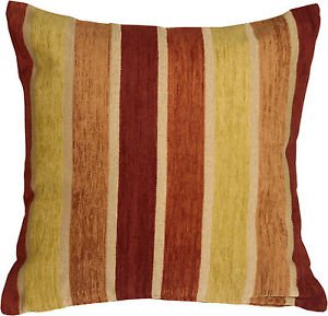 Pillow Decor - Savannah Stripes 20x20 Yellow Orange Chenille Throw Pillow