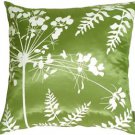Pillow Decor - Green with White Spring Flower and Ferns 20x20 Pillow