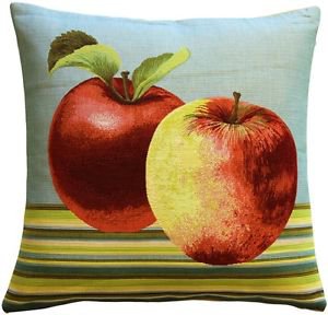 Pillow Decor - Fresh Apples on Blue 19x19 Throw Pillow - SKU: AB1-5298-01-20