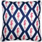 Pillow Decor - Sea Island Navy and Red Argyle Seahorse Throw Pillow 20x20