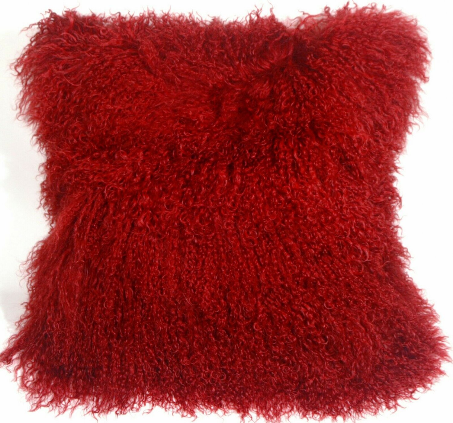 PIllow Decor - Mongolian Sheepskin Red Throw Pillow (HB1-0001-03-18)