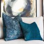 Pillow Decor - Visconti Teal Blue Chenille Throw Pillow 21x21 (DC1-0009-01-20)