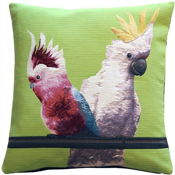 Pillow Decor - Cockatiel Birds Green Tapestry Throw Pillow AB1-5218-02-20