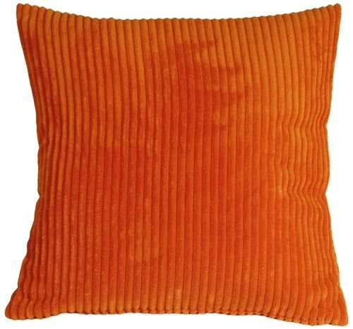 Pillow Decor - Wide Wale Corduroy Dark Orange 18x18 Throw Pillow WD1-0001-09-18