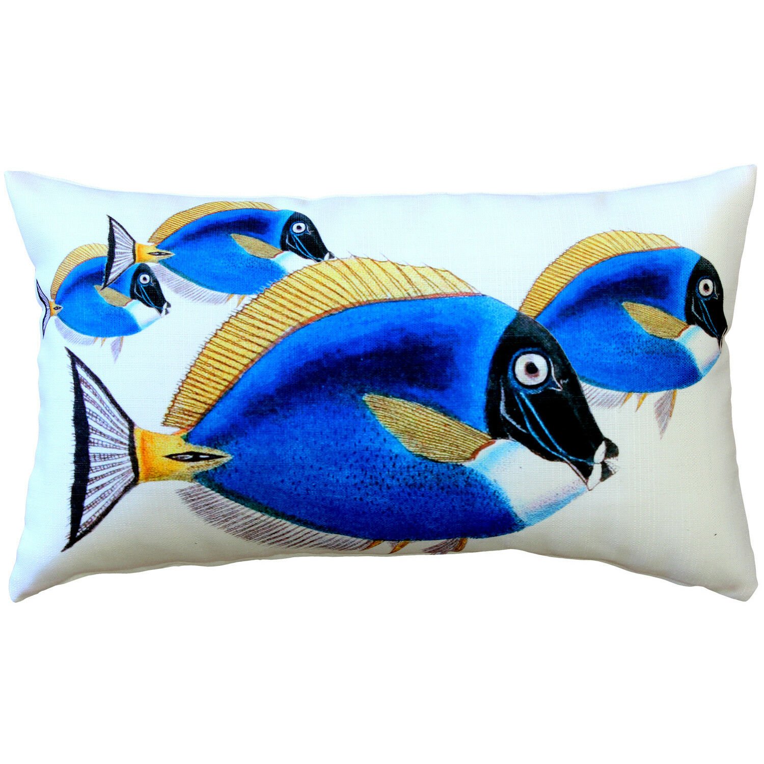 Pillow Decor - Blue Surgeonfish Fish Pillow 12x20 (PD2-0012-01-92)